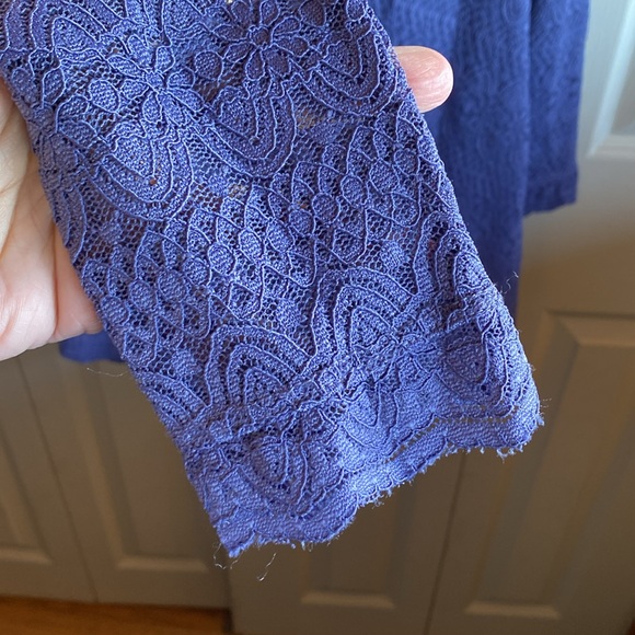 Free People NWT Lila Boho Purple Embroidered Stretch Lace Off Shoulder Large - Picture 8 of 12